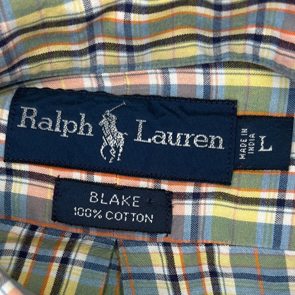 Ralph Lauren Blake Pastels Plaid‎ Long Sleeve Large Button Down Shirt Polo Pony - Picture 4 of 4